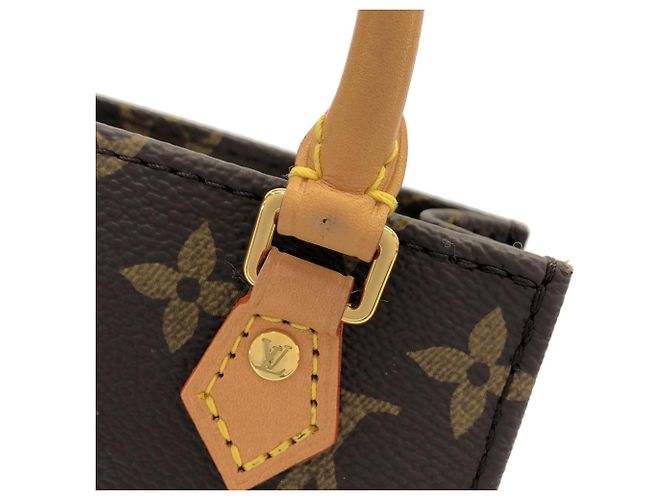 Borsa Louis Vuitton Monogram Petite Sac Plat Marrone - vista 5