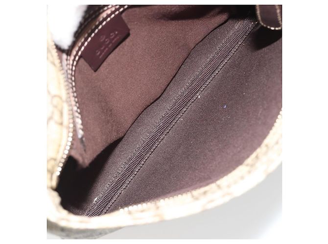 Bolsa de ombro Gucci Zip Top Messenger em lona GG com couro Médio Bege - vista 5