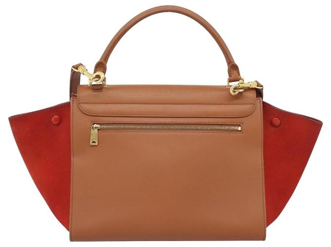Céline Celine Trapeze in pelle con scamosciato Medium Marrone - vista 2