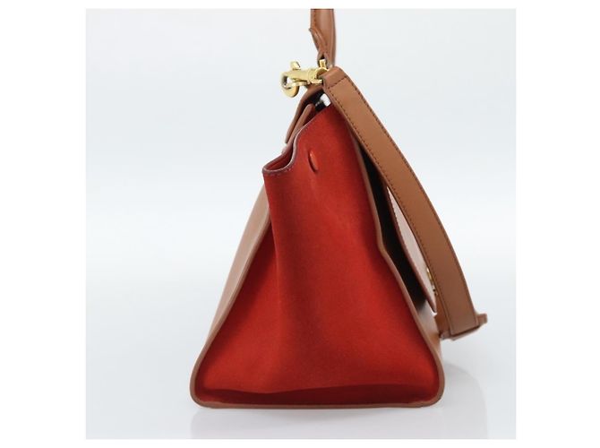 Céline Celine Trapeze in pelle con scamosciato Medium Marrone - vista 3
