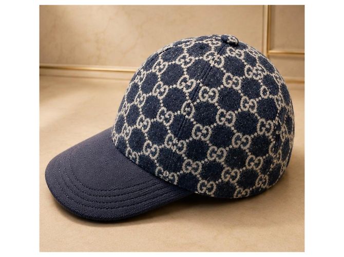 Gucci Cappellino GG Supreme - Blu Scuro Bianco - vista 3