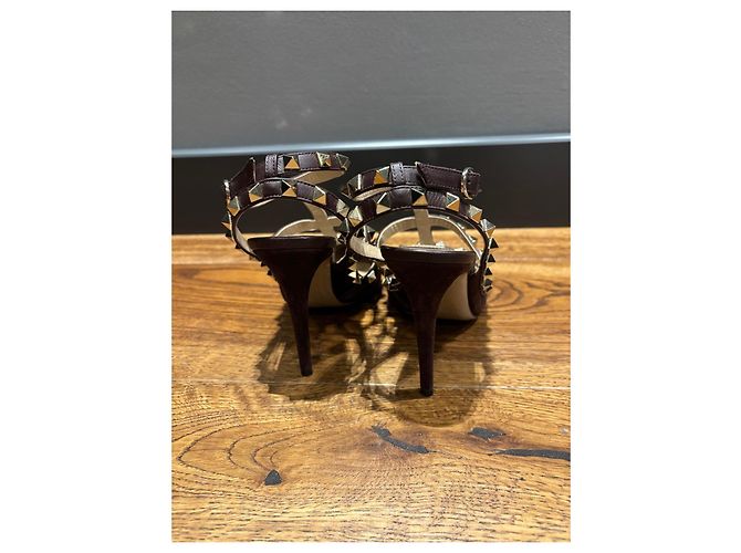 Décolleté Valentino Garavani Rockstud in scamosciato marrone - vista 6