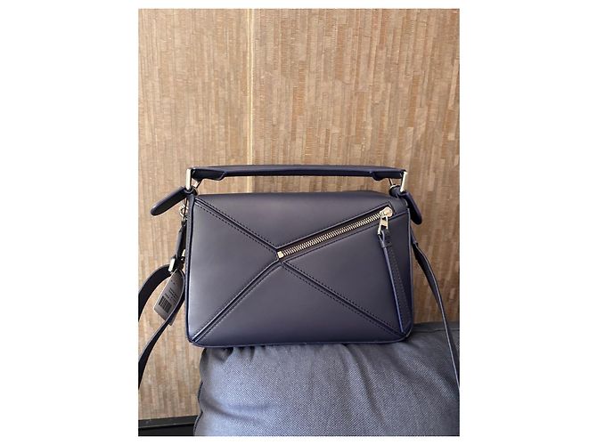 Loewe Puzzle Small Borsa in pelle blu navy Blu scuro - vista 3
