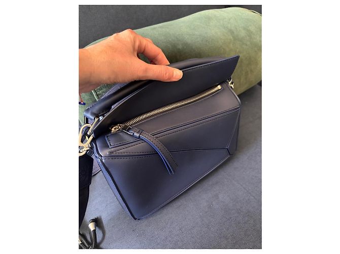Loewe Puzzle Small Borsa in pelle blu navy Blu scuro - vista 4
