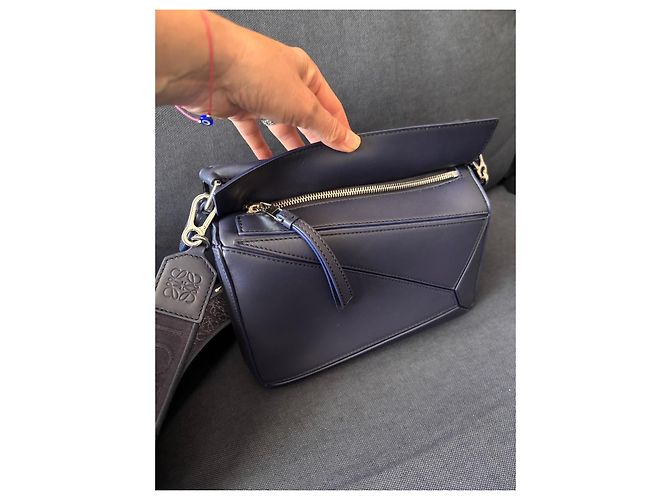Loewe Puzzle Small Borsa in pelle blu navy Blu scuro - vista 5