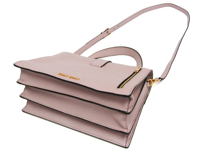 Miu Miu Madras Convertible Compartment Top Handle Leather Medium Rosa - vista 3