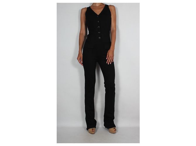Autre Marque Mono negro sin mangas con cuello en V y botones JO NO FUI - vista 2