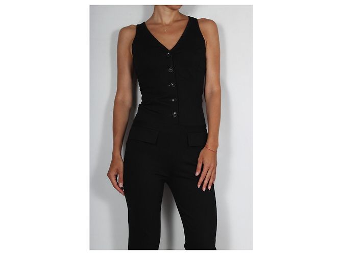 Autre Marque Mono negro sin mangas con cuello en V y botones JO NO FUI - vista 3
