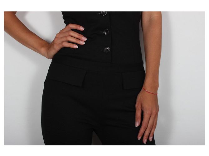 Autre Marque Mono negro sin mangas con cuello en V y botones JO NO FUI - vista 5