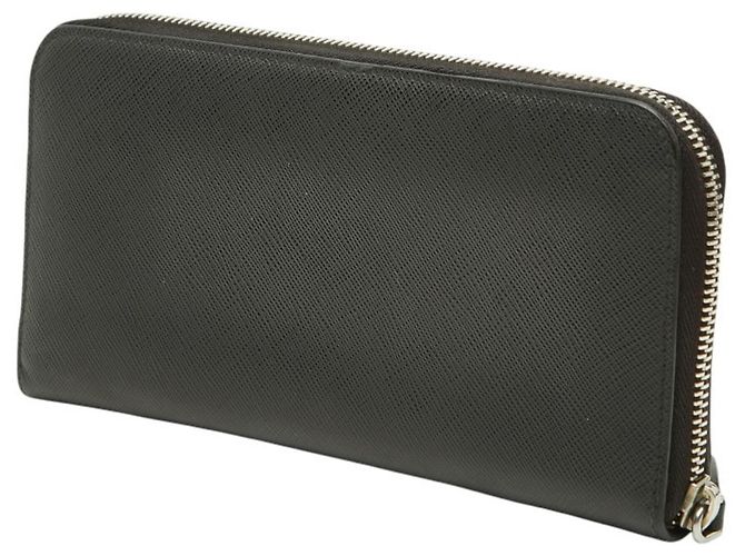 Langer Prada Geldbeutel aus schwarzem Saffiano-Leder - Ansicht 2