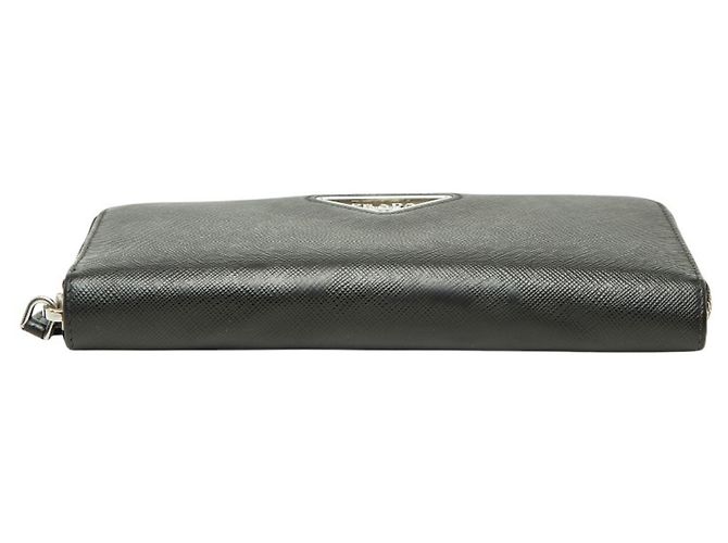 Langer Prada Geldbeutel aus schwarzem Saffiano-Leder - Ansicht 3