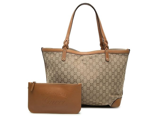 Borsa Tote Gucci GG Canvas Marrone Beige - vista 7