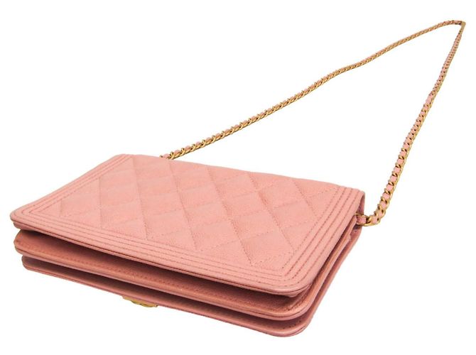Chanel Boy Wallet on Chain quilted caviar Pink - view 2