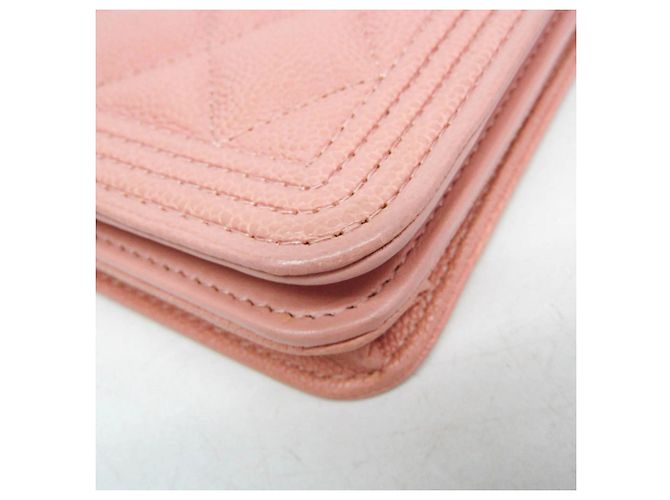 Chanel Boy Wallet on Chain quilted caviar Pink - view 6