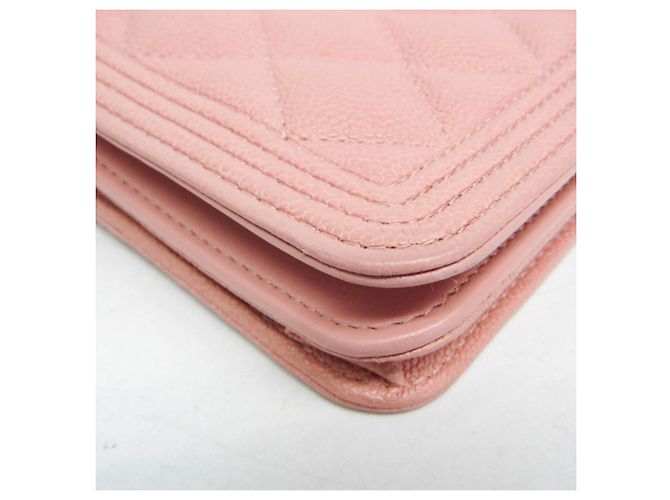 Chanel Boy Wallet on Chain quilted caviar Pink - view 7