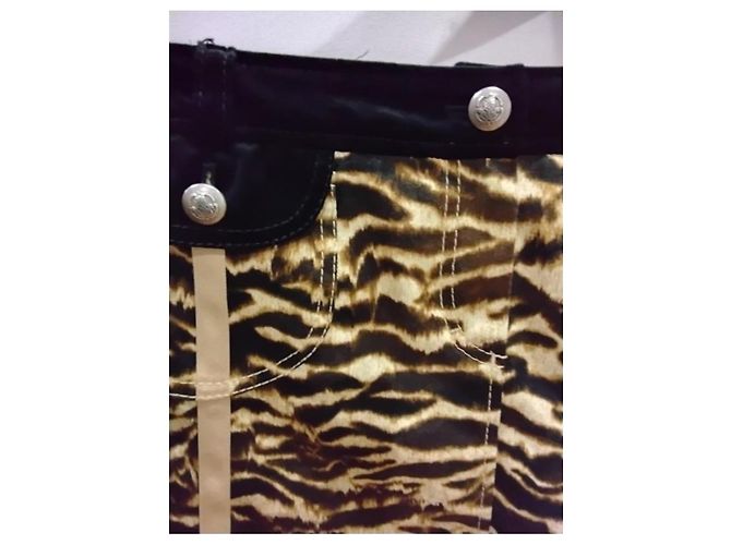 Minifalda Laurèl Jeans estampado cebra Castaño Negro Beige - vista 3
