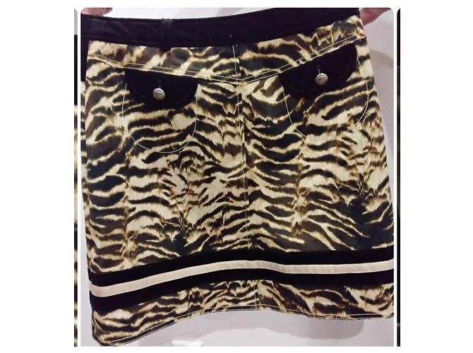 Minifalda Laurèl Jeans estampado cebra Castaño Negro Beige - vista 4