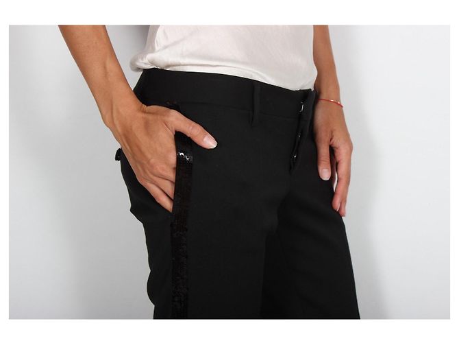 Dsquared2 Black Wool Blend Pants with Sequins - view 6