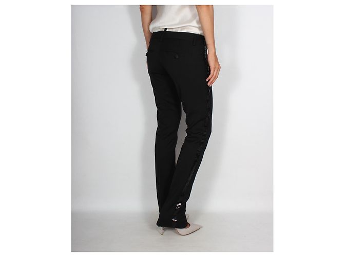 Dsquared2 Black Wool Blend Pants with Sequins - view 7