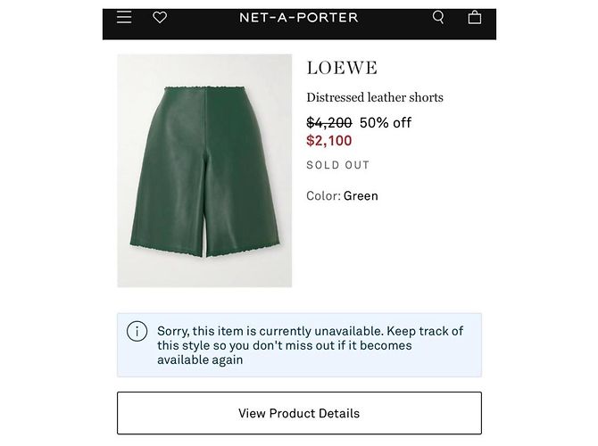 Shorts de couro verde Loewe - vista 4