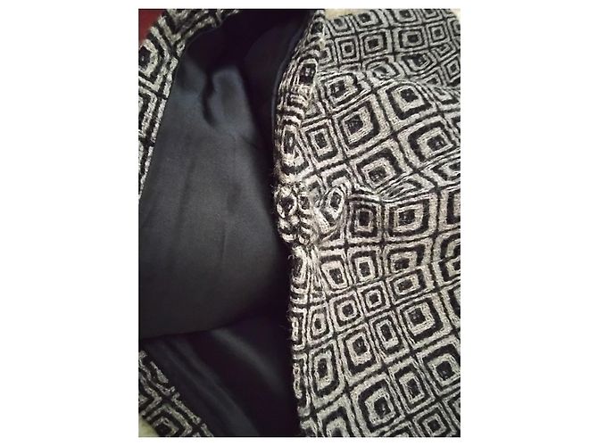 Falda de lana con patrón geométrico Balenciaga Negro Gris - vista 13