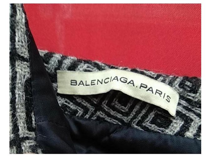 Falda de lana con patrón geométrico Balenciaga Negro Gris - vista 3