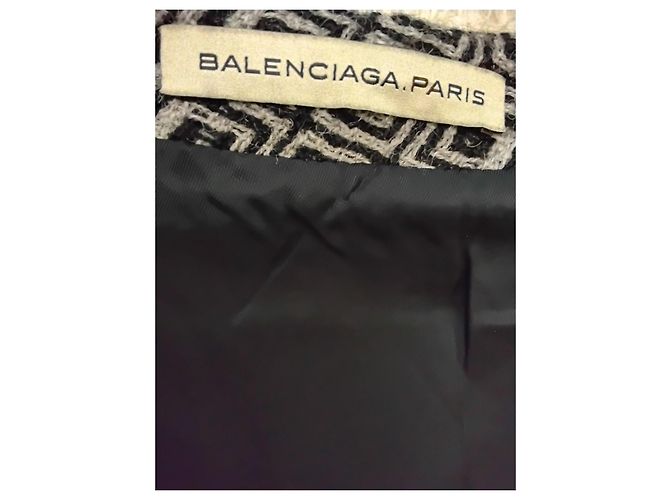 Falda de lana con patrón geométrico Balenciaga Negro Gris - vista 6