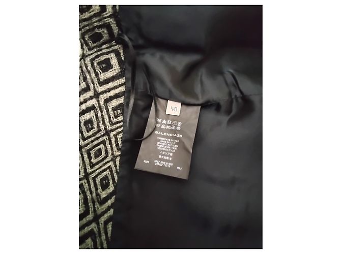 Falda de lana con patrón geométrico Balenciaga Negro Gris - vista 8