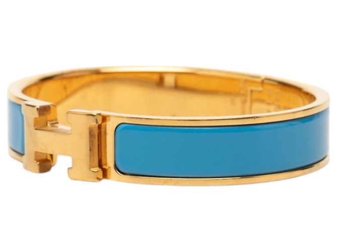 Hermès Pulseira Bracelete Click H PM Hermes Azul Dourado - vista 2