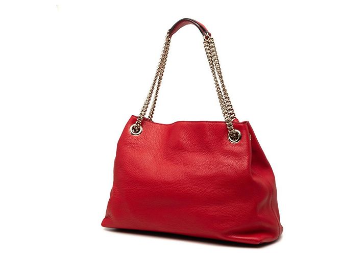 Borsa Tote Gucci Soho con Frange e Tracolla a Catena Rosso - vista 2