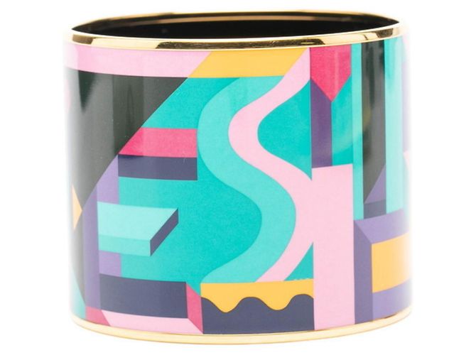 Hermès Bracciale Charm in Smalto Cloisonné Hermes Multicolore D'oro - vista 2