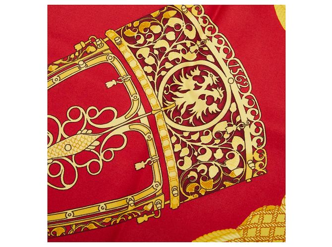 Hermès Sciarpa in pelle Nose Carre 90 Hermes Nero Rosso Multicolore - vista 2