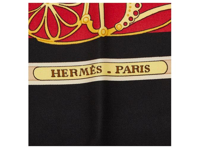 Hermès Sciarpa in pelle Nose Carre 90 Hermes Nero Rosso Multicolore - vista 3
