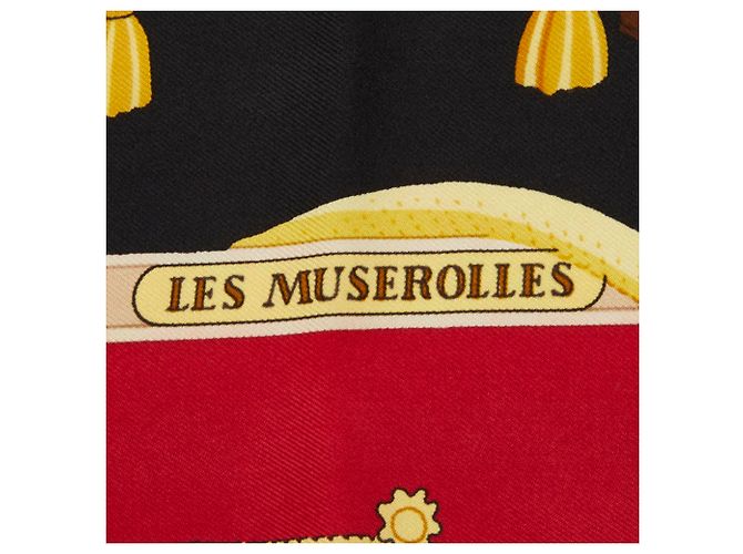 Hermès Sciarpa in pelle Nose Carre 90 Hermes Nero Rosso Multicolore - vista 4