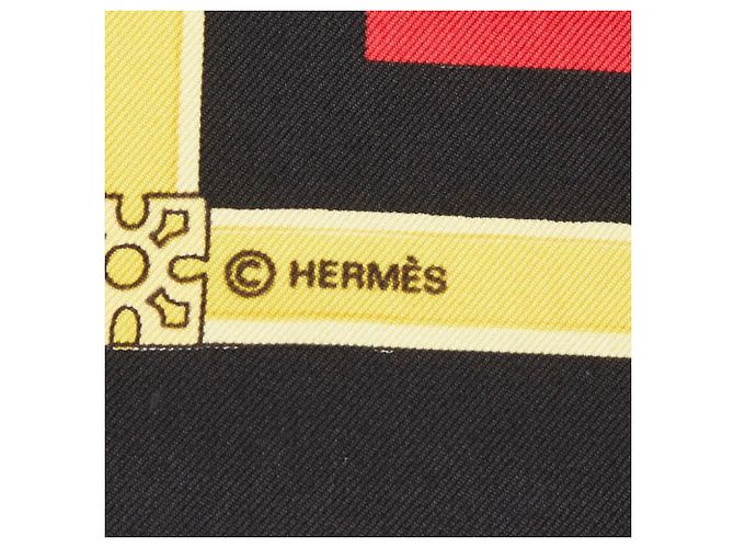 Hermès Sciarpa in pelle Nose Carre 90 Hermes Nero Rosso Multicolore - vista 5