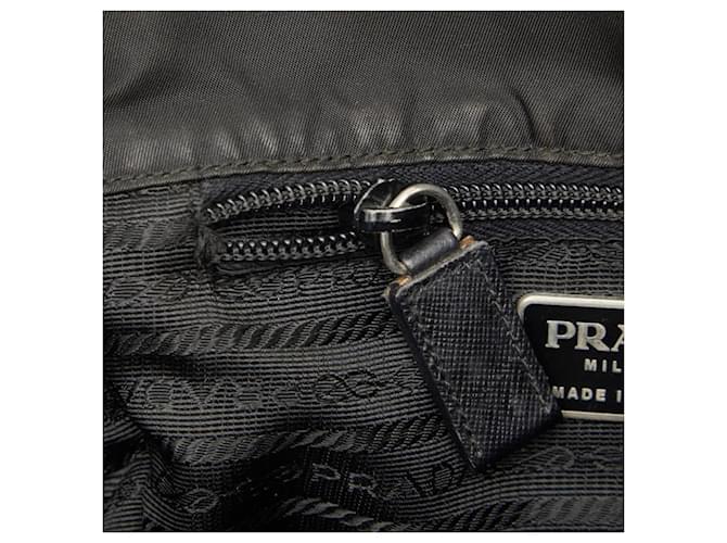 Borsa a tracolla con placca logo Triangle Prada Nero - vista 8