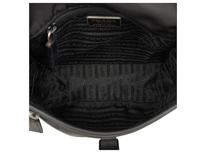 Borsa a tracolla con placca logo Triangle Prada Nero - vista 9