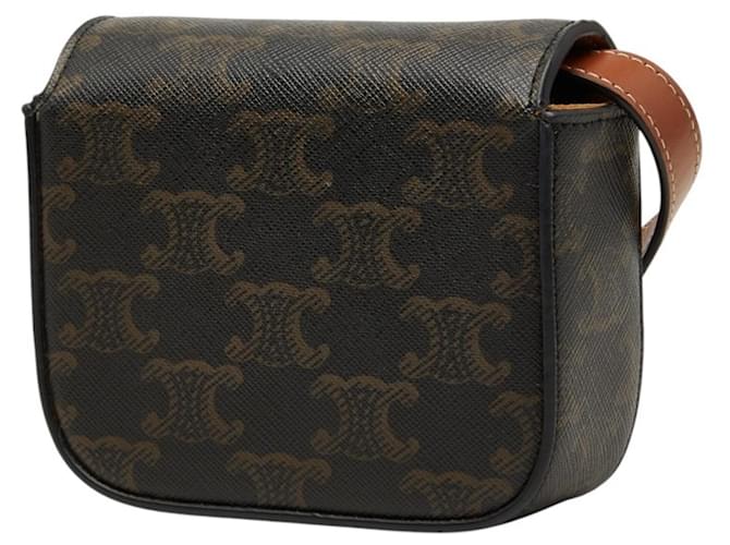 Céline Borsa a tracolla e a spalla Celine Triomphe Mini Claude Marrone Nero - vista 2
