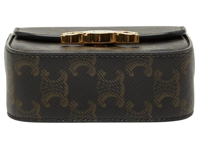 Céline Borsa a tracolla e a spalla Celine Triomphe Mini Claude Marrone Nero - vista 3