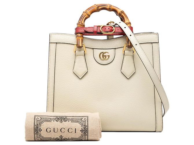 Borsa piccola Gucci Bamboo Diana in pelle avorio Crudo - vista 7