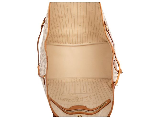 Borsa Tote Louis Vuitton Damier Azur Neverfull GM Bianco - vista 7