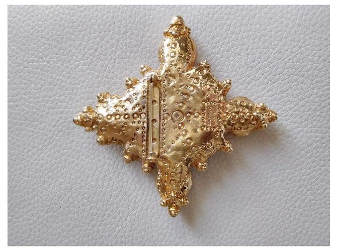 Autre Marque Spilla Vintage Jacky de G Paris Croce Perle D'oro - vista 3