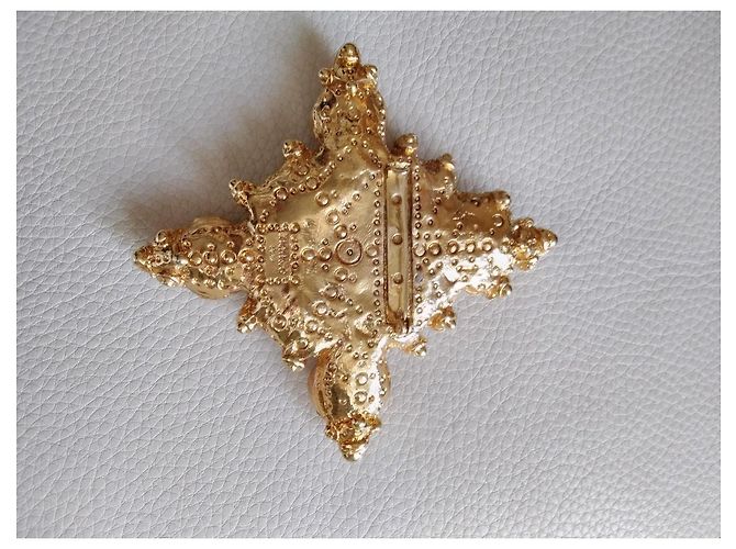 Autre Marque Spilla Vintage Jacky de G Paris Croce Perle D'oro - vista 4
