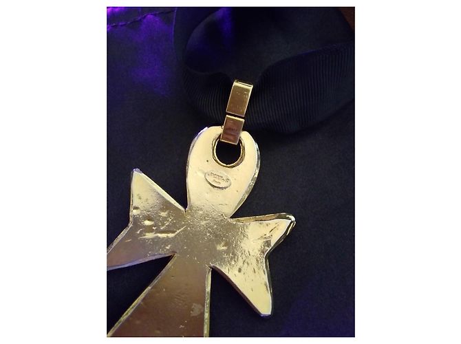 Autre Marque Collana Croce Jacky de G Paris placcata oro e perle D'oro - vista 4