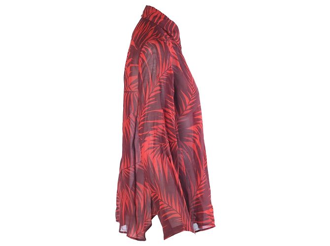 Autre Marque Blusa de seda Lawrence Steele con estampado de palmeras rojas - vista 2