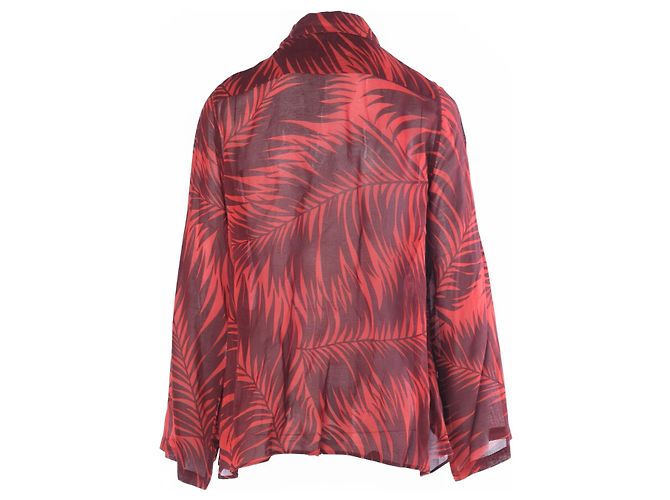 Autre Marque Blusa de seda Lawrence Steele con estampado de palmeras rojas - vista 3