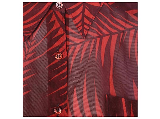 Autre Marque Blusa de seda Lawrence Steele con estampado de palmeras rojas - vista 4