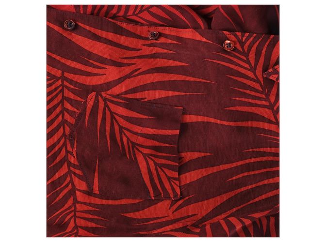Autre Marque Blusa de seda Lawrence Steele con estampado de palmeras rojas - vista 5