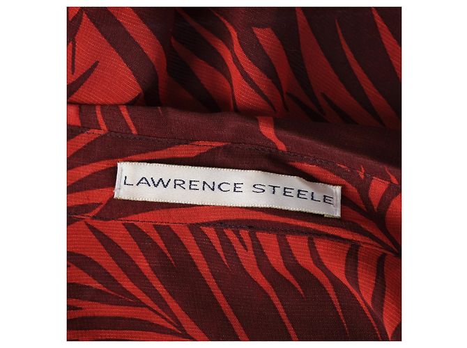 Autre Marque Blusa de seda Lawrence Steele con estampado de palmeras rojas - vista 7