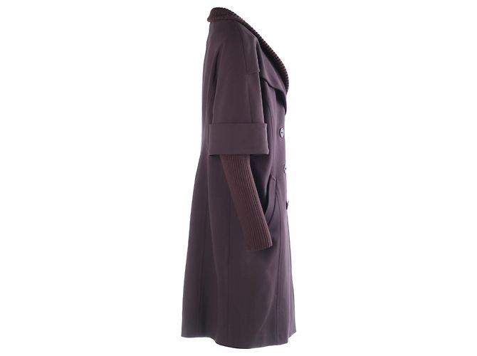 Escada Wool Coat With Ribbed Cuffs And A Double-Breasted Button Closure Brown - view 2